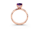 Rose gold Princess Cut Solitaire Diamond Engagement Ring with Twisted Pave Band and Four-Prong Setting_3