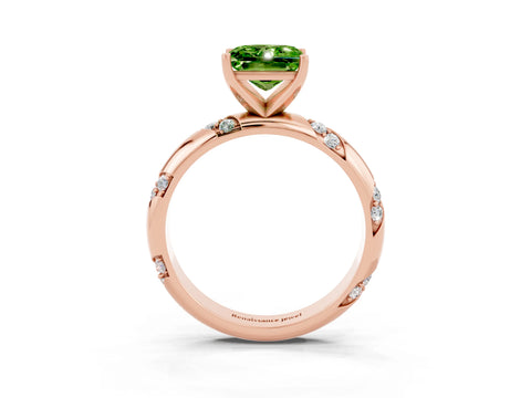 Rose gold Princess Cut Solitaire Diamond Engagement Ring with Twisted Pave Band and Four-Prong Setting_3