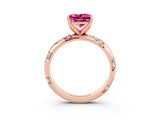 Rose gold Princess Cut Solitaire Diamond Engagement Ring with Twisted Pave Band and Four-Prong Setting_3