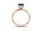 Rose gold Princess Cut Solitaire Diamond Engagement Ring with Twisted Pave Band and Four-Prong Setting_3