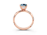 Rose gold Princess Cut Solitaire Diamond Engagement Ring with Twisted Pave Band and Four-Prong Setting_3