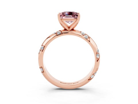 Rose gold Princess Cut Solitaire Diamond Engagement Ring with Twisted Pave Band and Four-Prong Setting_3