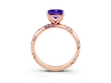 Rose gold Princess Cut Solitaire Diamond Engagement Ring with Twisted Pave Band and Four-Prong Setting_3