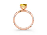 Rose gold Princess Cut Solitaire Diamond Engagement Ring with Twisted Pave Band and Four-Prong Setting_3