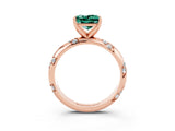 Rose gold Princess Cut Solitaire Diamond Engagement Ring with Twisted Pave Band and Four-Prong Setting_3
