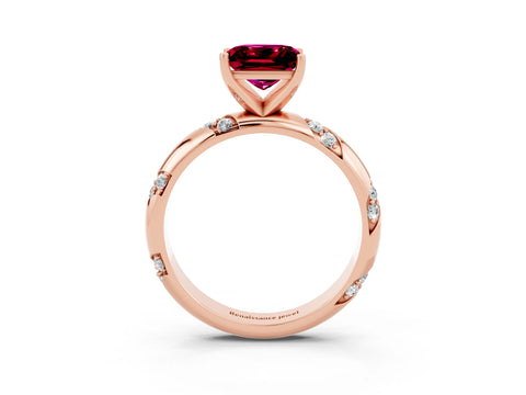Rose gold Princess Cut Solitaire Diamond Engagement Ring with Twisted Pave Band and Four-Prong Setting_3