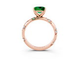 Rose gold Princess Cut Solitaire Diamond Engagement Ring with Twisted Pave Band and Four-Prong Setting_3
