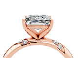 Rose gold Princess Cut Solitaire Diamond Engagement Ring with Twisted Pave Band and Four-Prong Setting_4