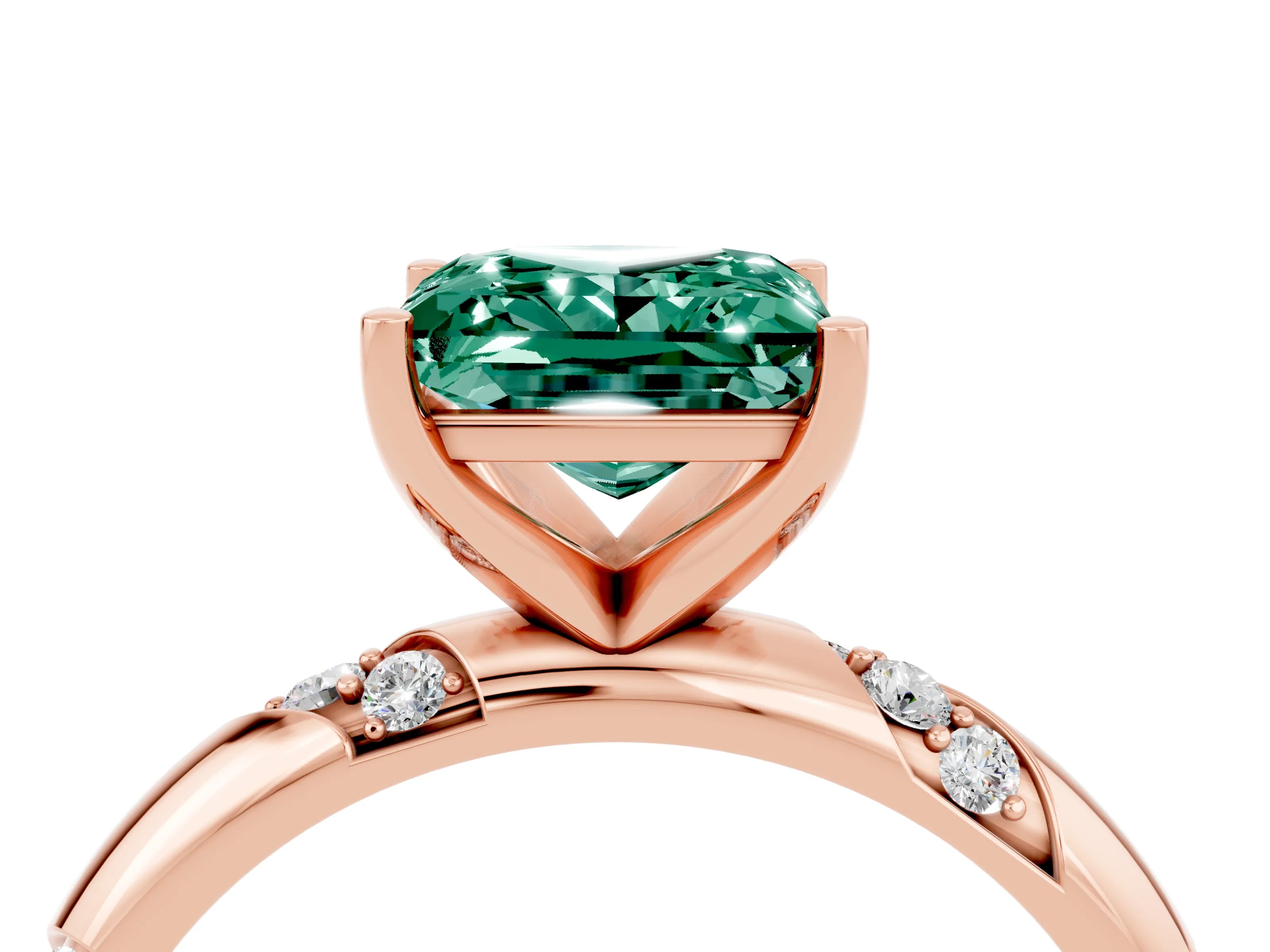 Rose gold Princess Cut Solitaire Diamond Engagement Ring with Twisted Pave Band and Four-Prong Setting_4