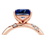 Rose gold Princess Cut Solitaire Diamond Engagement Ring with Twisted Pave Band and Four-Prong Setting_4