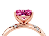 Rose gold Princess Cut Solitaire Diamond Engagement Ring with Twisted Pave Band and Four-Prong Setting_4
