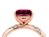 Rose gold Princess Cut Solitaire Diamond Engagement Ring with Twisted Pave Band and Four-Prong Setting_4