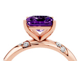 Rose gold Princess Cut Solitaire Diamond Engagement Ring with Twisted Pave Band and Four-Prong Setting_4