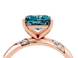 Rose gold Princess Cut Solitaire Diamond Engagement Ring with Twisted Pave Band and Four-Prong Setting_4