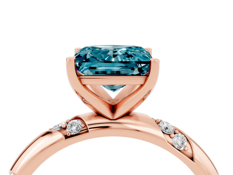 Rose gold Princess Cut Solitaire Diamond Engagement Ring with Twisted Pave Band and Four-Prong Setting_4