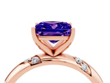 Rose gold Princess Cut Solitaire Diamond Engagement Ring with Twisted Pave Band and Four-Prong Setting_4