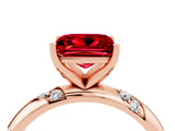 Rose gold Princess Cut Solitaire Diamond Engagement Ring with Twisted Pave Band and Four-Prong Setting_4