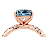 Rose gold Princess Cut Solitaire Diamond Engagement Ring with Twisted Pave Band and Four-Prong Setting_4