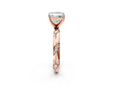 Rose gold Princess Cut Solitaire Diamond Engagement Ring with Twisted Pave Band and Four-Prong Setting_5