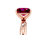 Rose gold Princess Cut Solitaire Diamond Engagement Ring with Twisted Pave Band and Four-Prong Setting_5