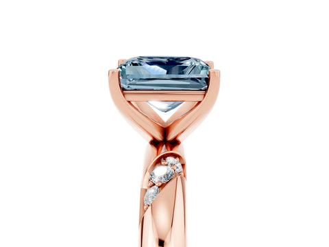 Rose gold Princess Cut Solitaire Diamond Engagement Ring with Twisted Pave Band and Four-Prong Setting_5