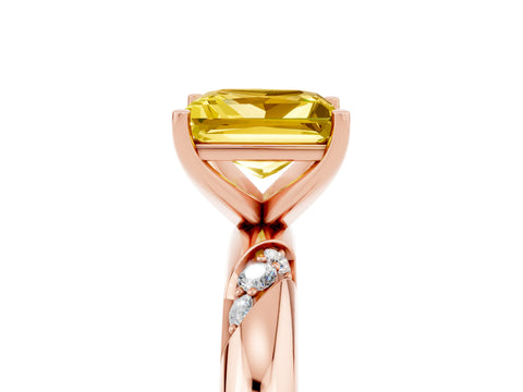 Rose gold Princess Cut Solitaire Diamond Engagement Ring with Twisted Pave Band and Four-Prong Setting_5