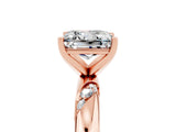 Rose gold Princess Cut Solitaire Diamond Engagement Ring with Twisted Pave Band and Four-Prong Setting_5