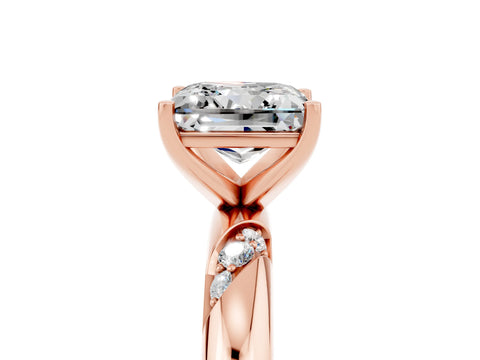 Rose gold Princess Cut Solitaire Diamond Engagement Ring with Twisted Pave Band and Four-Prong Setting_5