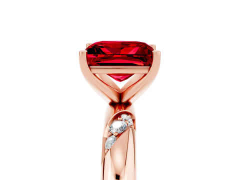 Rose gold Princess Cut Solitaire Diamond Engagement Ring with Twisted Pave Band and Four-Prong Setting_5