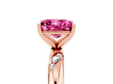 Rose gold Princess Cut Solitaire Diamond Engagement Ring with Twisted Pave Band and Four-Prong Setting_5