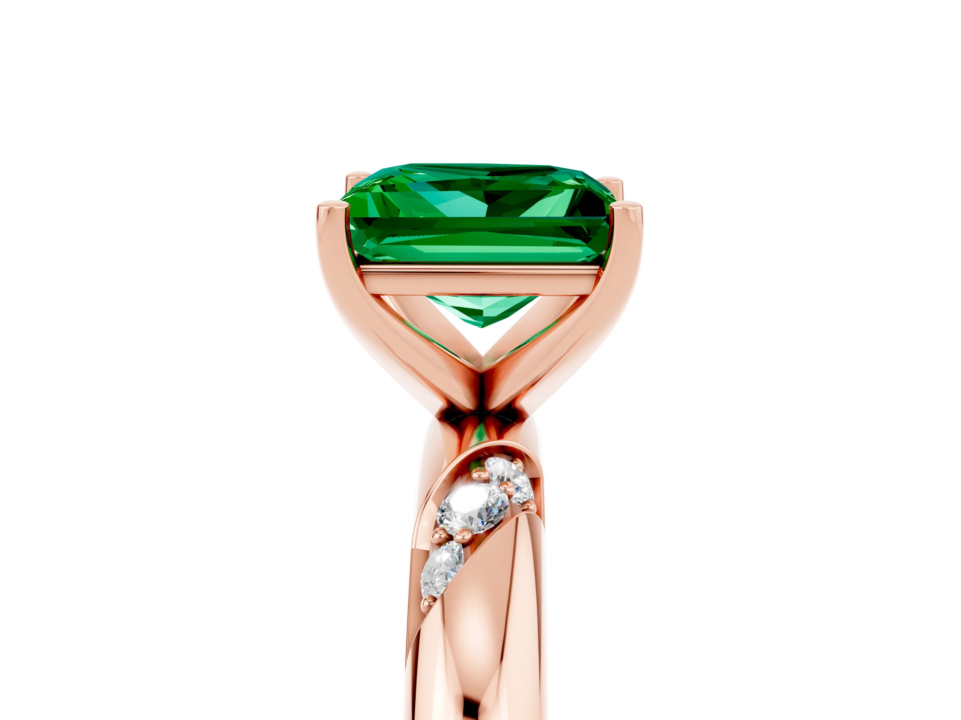Rose gold Princess Cut Solitaire Diamond Engagement Ring with Twisted Pave Band and Four-Prong Setting_5