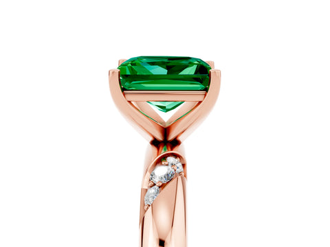 Rose gold Princess Cut Solitaire Diamond Engagement Ring with Twisted Pave Band and Four-Prong Setting_5
