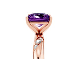 Rose gold Princess Cut Solitaire Diamond Engagement Ring with Twisted Pave Band and Four-Prong Setting_5