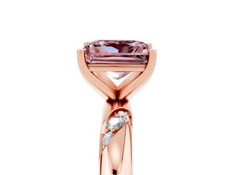 Rose gold Princess Cut Solitaire Diamond Engagement Ring with Twisted Pave Band and Four-Prong Setting_5