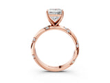 Rose gold Princess Cut Solitaire Diamond Engagement Ring with Twisted Pave Band and Four-Prong Setting_6