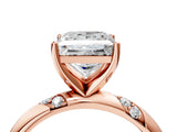 Rose gold Princess Cut Solitaire Diamond Engagement Ring with Twisted Pave Band and Four-Prong Setting_7