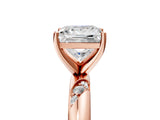 Rose gold Princess Cut Solitaire Diamond Engagement Ring with Twisted Pave Band and Four-Prong Setting_8