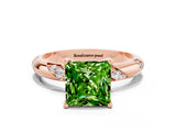 Rose gold Princess Cut Solitaire Diamond Engagement Ring with Twisted Pave Band and Four-Prong Setting