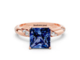 Rose gold Princess Cut Solitaire Diamond Engagement Ring with Twisted Pave Band and Four-Prong Setting