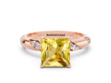 Rose gold Princess Cut Solitaire Diamond Engagement Ring with Twisted Pave Band and Four-Prong Setting