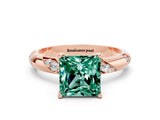 Rose gold Princess Cut Solitaire Diamond Engagement Ring with Twisted Pave Band and Four-Prong Setting