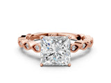 Rose gold Princess Cut Solitaire Diamond Ring with Infinity Twist Band and Four-Prong Setting_13