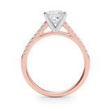 Rose gold Princess Cut Solitaire Diamond Ring with Pave Band and Four-Prong Setting 2