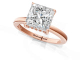 Rose gold Princess Cut Solitaire Diamond Ring with Prong Setting and Plain Band_4