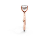 Rose gold Princess Cut Solitaire Diamond Ring with Prong Setting and Plain Band_5