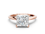 Rose gold Princess Cut Solitaire Diamond Ring with Six-Prong Setting and Classic Band_12