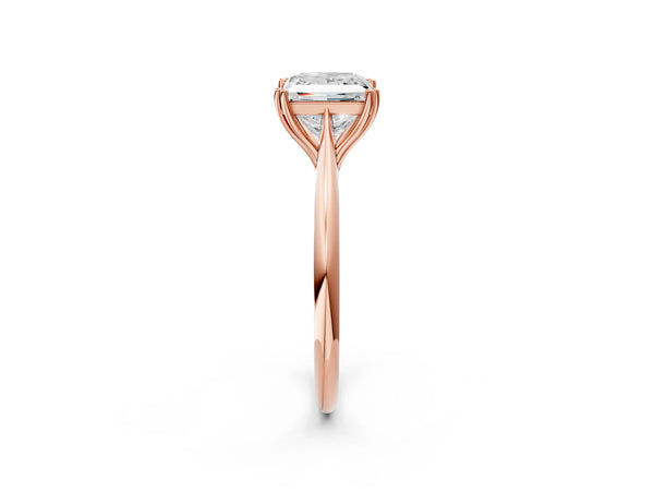 Rose gold Princess Cut Solitaire Diamond Ring with Six-Prong Setting and Classic Band