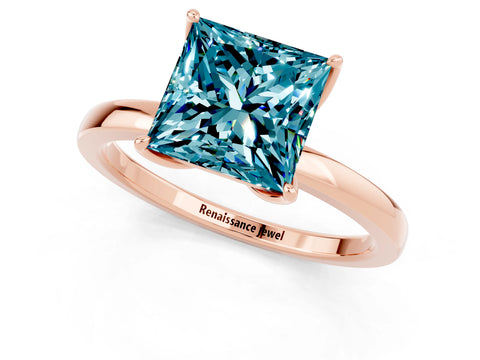 Rose gold Princess Cut Solitaire Diamond Ring with Thin Band and Four-Prong Setting_1