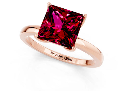 Rose gold Princess Cut Solitaire Diamond Ring with Thin Band and Four-Prong Setting_1