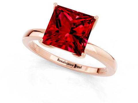 Rose gold Princess Cut Solitaire Diamond Ring with Thin Band and Four-Prong Setting_1